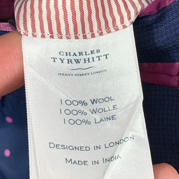 Charles Tyrwhitt Blazer Jacket Men 42R Navy Sport Coat Classic Fit Wool Dapper